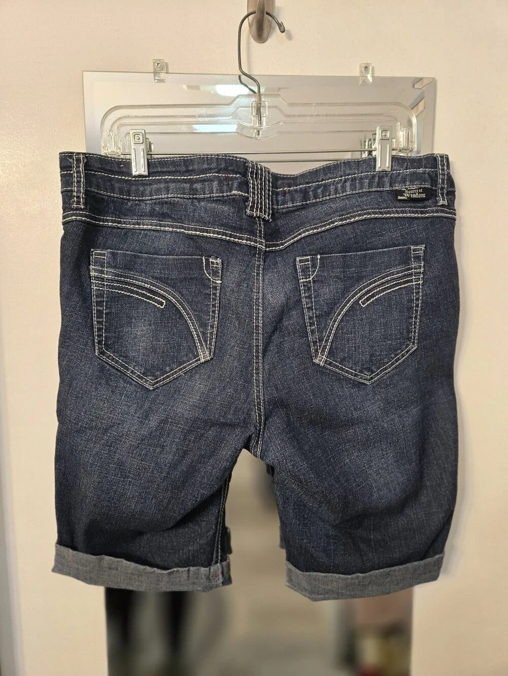 Source of Wisdom Dark Wash Denim Shorts
